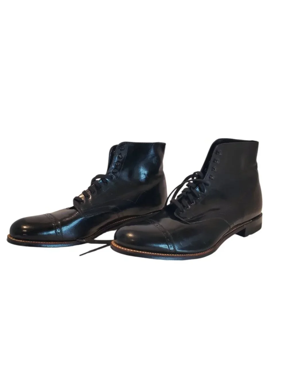 STACY ADAMS SZ 11D Men's Madison Cap Toe Kidskin Leather Dress Boot Black